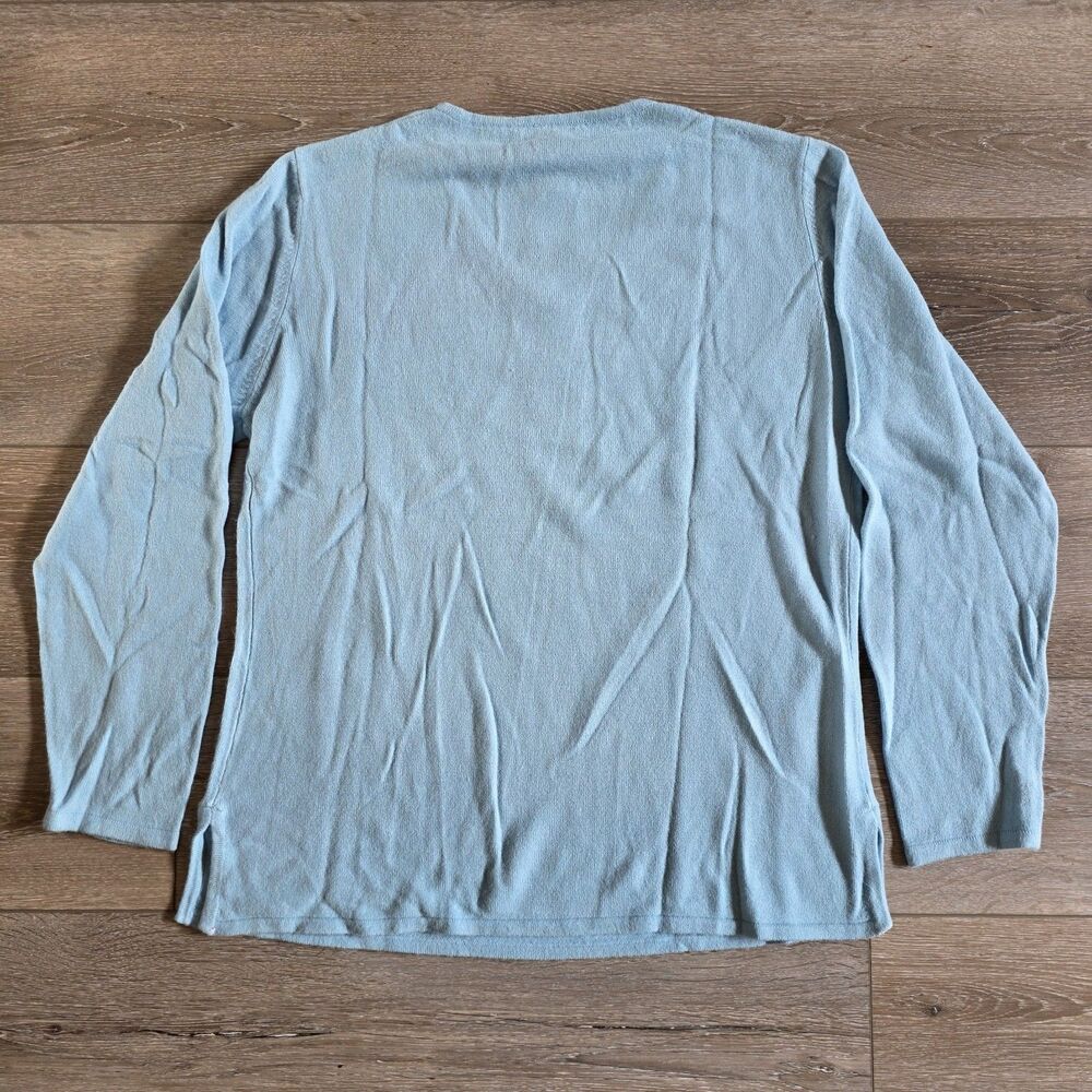 New Drapers & Damons Size L Sweater Womens Blue Embroidered V-neck Lightweight - Picture 5 of 5